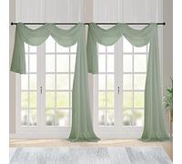 Chyhomenyc - Tende trasparenti Sage Green per finestra, pannelli 132 pollici di lunghezza, set di 2, tende leggere in voile per arco di nozze/soggiorno/baldacchino, ciascuna 42L x 132P pollici