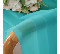 Chyhomenyc Tende trasparenti turchesi, lunghe 114 cm, 2 pannelli, filtranti la luce, con tasca per bastone, in voile, tende corte per soggiorno, camera da letto, finestre piccole, 106 x 114 cm