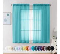 Chyhomenyc Tende trasparenti turchesi, lunghezza 160 cm, 2 pannelli, filtrano la luce, ariose tende per finestra, tende per finestra per camera da letto, ognuna 106 x 160 cm