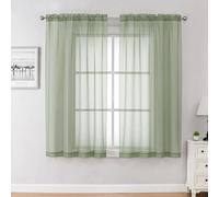 Chyhomenyc Tende trasparenti verdi salvia lunghe 114 cm, 2 pannelli, corte in voile con tasca per asta, tende per sala da pranzo, piccole finestre, bagno, soggiorno, camera da letto, 107 x 114 cm