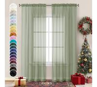 Chyhomenyc Tende trasparenti verdi salvia lunghe 213,4 cm, 2 pannelli, filtrano la luce, morbide, in voile, per soggiorno e camera da letto, ognuna 42 x 84 L, 2 pezzi