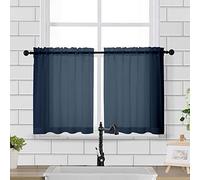 Chyhomenyc Tende velate a ripiano, 106 x 61 cm, 2 pezzi, piccole tende filtranti per la luce, tende corte per bagno, soggiorno, bar, cantina, con tasca per asta, blu navy