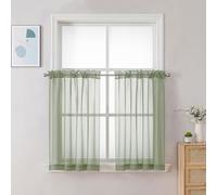 Chyhomenyc Tende velate a ripiano, 106 x 61 cm (larghezza x lunghezza), set da 2 pezzi, tende piccole con filtro della luce, tende corte per bagno, soggiorno, bar, cantina, con tasca per asta, verde