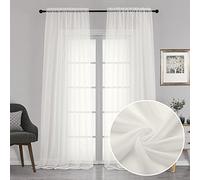 Chyhomenyc Tende velate extra lunghe, 305 cm, 2 pezzi, con tasca per asta, in morbido voile, leggere e ariose, per soggiorno/camera da letto, ognuna 106 x 305 cm (larghezza x lunghezza), avorio