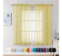 Chyhomenyc Tende velate gialle lunghe 160 cm, 2 pannelli, con tasca per asta, filtranti la luce, tende per finestra, tende per camera da letto, ognuna 106 x 160 cm