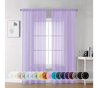 Chyhomenyc Tende velate lilla lunghe 213 cm, 2 pannelli, filtrano la luce, in morbido voile arioso, con tasca per asta, tende trasparenti per camera da letto e soggiorno, ognuna 106 x 213 cm