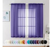 Chyhomenyc Tende velate lunghe 160 cm, 2 pannelli, con tasca per asta filtrante della luce, tende trasparenti per camera da letto e soggiorno, 106 x 160 cm, 2 pannelli, viola