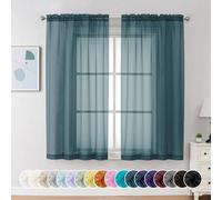 Chyhomenyc Tende velate lunghe 160 cm, 2 pannelli, con tasca per asta filtrante per finestra, tende trasparenti per camera da letto e soggiorno, 106 x 160 cm, 2 pannelli, blu pietra