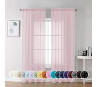 Chyhomenyc Tende velate lunghe 183,8 cm, 2 pannelli, con doppia tasca per bastone, per porta francese, camera da letto, soggiorno e camera dei bambini, ognuna da 106 x 183 cm, 2 pezzi, rosa cipria