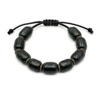 CHYIFSHIYM Braccialetto regolabile per donne e uomini, 10 grandi perline grigio scuro nero con chiusura a nodo scorrevole, braccialetto unisex per tutti i giorni con confezione regalo e sacchetto