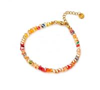 CHYIFSHIYM Collana o braccialetto con perline colorate da donna, regolabile, multicolore, con perline in pietra di cristallo con hardware in acciaio inossidabile color oro, leggero, fatto a mano