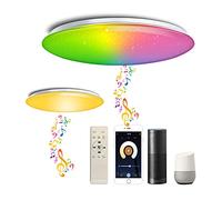 chysongoods Φ40cm 45W Sternenhimmel Musik Deckenlampe Kompatibel Mit Google Home Kompatibel Mit Bluetooth Lautsprecher Deckenleuchte LED RGB Farbwechsel Dimmbar für Küche Schlafzimmer Badezimmer