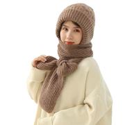 Chyuan Protezione per Le Orecchie Integrata Antivento Berretto Sciarpa, 2 in 1 Caldo Cappello Lavorato a Maglia, Maglia Ispessimento Cappello Invernale Sciarpa