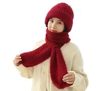 Chyuan Protezione per Le Orecchie Integrata Antivento Berretto Sciarpa, 2 in 1 Caldo Cappello Lavorato a Maglia, Maglia Ispessimento Cappello Invernale Sciarpa