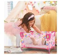 Chyyeerkidd Culla giocattolo per bambole da 45,7 cm, design a cuore rosa con borsa per il trasporto, mobili per bambole per bambini dai 3 anni in su