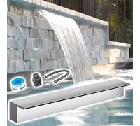 CHZDPP Cascata di Spillway Kit Cascata per laghetto in Acciaio Inossidabile, beccucci Personalizzabili per cascate Piccole e Grandi, Fontana per Piscina Resistente alla ruggine(Silver,90cm/35.4in)