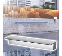 CHZDPP Cascata di Spillway Sfioratore in Acciaio Inossidabile per Cascata da Esterno, 20/30/40/60/100/120/150/200 cm, Cascata per laghetto Facile da installare con Accessori(Silver,39.4in/100cm)