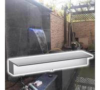 CHZDPP Cascata di Spillway Vasca di sfioro Resistente alla ruggine per laghetto, Vasca di sfioro in Acciaio Inossidabile per Giardino, 20/40/60/80/100/120/150/200 cm(Silver,50cm/19.7inch)