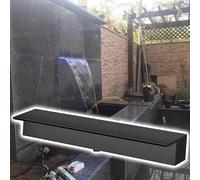 CHZDPP Cascata di Spillway Vasca di sfioro Resistente alla ruggine per laghetto, Vasca di sfioro in Acciaio Inossidabile per Giardino, 20/40/60/80/100/120/150/200 cm(Black,170cm/67inch)