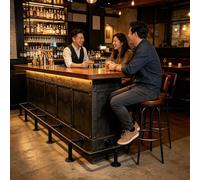 CHZDPP poggiapiedi per bar Robusto poggiapiedi in metallo per bancone bar, Poggiapiedis per bancone bars con staffe e viti, per proteggere i mobili e migliorare il comfort(Black,5 ft (152cm))