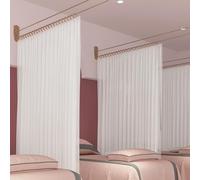 CHZFFD Camerino Asta Tenda Divisoria, Tenda Divisoria Privacy Salone Bellezza Asta Dorata, Tende Divisorie Il Soggiorno Centro Benessere, Cabina Montaggio Parete(White set,230cm/7.5ft)
