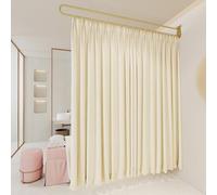 CHZFFD Camerino Asta Tenda Divisoria, Tenda Divisoria Privacy Salone Bellezza Asta Dorata, Tende Divisorie Il Soggiorno Centro Benessere, Cabina Montaggio Parete(Beige set,200cm/6.5ft)