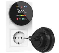 CHZHVAN Rilevatore Gas e Monossido di Carbonio 4-in-1 Plug-in, Allarme di CO con Regolazione Luminosità Schermo, Rivelatore di Naturale Gas, Nero