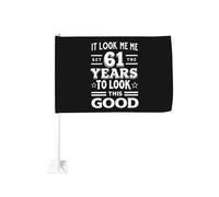 Ci ho messo 61 anni per ottenere questo bell'aspetto. Fermaglio per finestra per bandiere per auto, protezione solare, decorazione, striscione bifacciale da 12x18 pollici per camion.