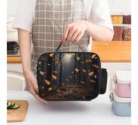 Ci sono molte foglie autunnali che cadono nella borsa termica per il pranzo per le donne, grande capacità, borsa a tenuta stagna con manici staccabili, borsa termica con ritenzione di freddo/caldo p