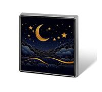 Ci sono stelle e luna su di esso stampato distintivo quadrato bottone in metallo distintivo bottone decorativo spilla spille da bavero borsa cappello accessori per donne uomini alluminio
