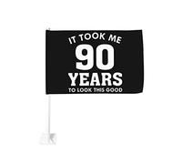 Ci sono voluti 90 anni per apparire così bene Divertente regalo per il 90° compleanno Bandiera per auto 12x18 Bandiere per auto Decorazione per finestrini auto, Bandiere impermeabili per finestrini au