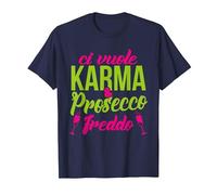 Ci Vuole Karma e Prosecco Freddo Maglietta, Uomo, Navy, L