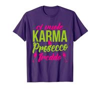 Ci Vuole Karma e Prosecco Freddo Maglietta, Uomo, Viola, L