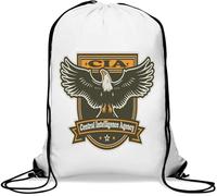CIA Eagle Central Intelligence Agency - Sacca da palestra, stile casual, con coulisse, colore: bianco