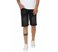 Ciabalù Bermuda Uomo Jeans Elasticizzati Nero Sbiadito Stone Wash con Risvoltino (48)