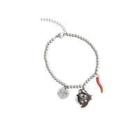 Ciabalù Bracciale Donna in Acciaio Steel con Perline e Ciondolo Braccialetto Regolabile dai 17 ai 22cm Chiusura Moschettone, Elegante e Leggero Idea Regalo (Coccinella)