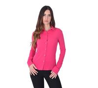 Ciabalù Camicia Donna Elegante Slim Fit Collo Classico Manica Lunga Sottogiacca Tinta Unita Formale Casual Classico da Lavoro per Ufficio (IT, Testo, S, Regular, Regular, Fucsia)