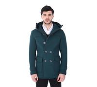 Ciabalù Cappotto Uomo Invernale Elegante Giacca Doppiopetto Montgomery in Panno Made in Italy Chiusura con Bottoni Slim Fit (IT, Testo, S, Regular, Regular, Verde)