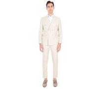 Ciabalù Completo Uomo Elegante Effetto Lino Slim Fit Estivo Doppiopetto con Giacca e Pantalone Abito Cerimonia Casual per Matrimonio, Evento o Ufficio