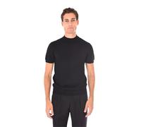Ciabalù Dolcevita Uomo Invernale Mezzo Collo Maniche Corte Lupetto Mezza Manica Sottogiacca Tinta Unita Slim Fit (IT, Testo, L, Regular, Regular, Nero)