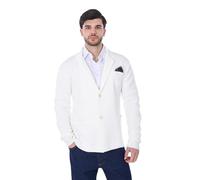 Ciabalù Giacca Invernale Uomo Elegante in Lana Cardigan Chiusura con Bottoni Taschino al Petto con Pochette Made in Italy Slim Fit (IT, Testo, M, Regular, Regular, Bianco)