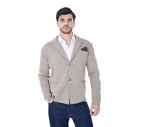 Ciabalù Giacca Invernale Uomo Elegante in Lana Cardigan Chiusura con Bottoni Taschino al Petto con Pochette Made in Italy Slim Fit (IT, Testo, L, Regular, Regular, Beige)