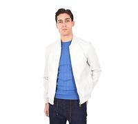 Ciabalù Giubbotto Uomo College in Eco Pelle Giubbino Biker Simil Pelle Slim Fit (XL, Ghiaccio)