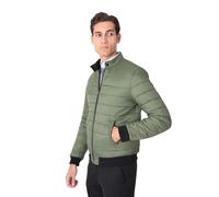 Ciabalù Giubbotto Uomo Invernale Imbottito Ecopelle Double-Face Collo Coreano Chiusura Zip Chiodo Bikers con Vestibilità Slim Fit Bomber 100g (IT, Testo, L, Regular, Regular, Verde)