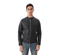 Ciabalù Giubbotto Uomo Simil Pelle Primaverile Slim Fit Nero Giacca Biker Ecopelle Zip Collo Coreana Bottoni Pressione Tasche con Zip Casual Moto Uomo (IT, Testo, XL, Regular, Regular, Nero)