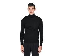 Ciabalù Maglione Uomo Collo Alto Bianco Blu Slim Maglioncino Dolcevita Lupetto Pullover (Nero, XL)