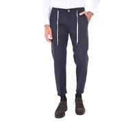 Ciabalù Pantalone Uomo Invernale con Elastico in Vita e Laccio PAntalaccio in Caldo Cotone alla Capri con Risvoltino Tessuto Spigato (IT, Numero, 50, Regular, Regular, Blu)