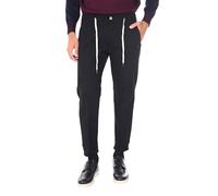 Ciabalù Pantalone Uomo Invernale con Elastico in Vita e Laccio PAntalaccio in Caldo Cotone alla Capri con Risvoltino Tessuto Spigato (IT, Numero, 52, Regular, Regular, Nero)