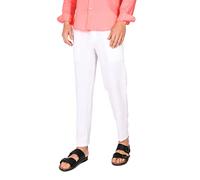Ciabalù Pantalone Uomo Lino Elegante Pantaloni Capri Estivo Tasca America (46, Bianco)