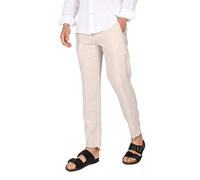 Ciabalù Pantalone Uomo Lino Elegante Pantaloni Capri Estivo Tasca America (54, Beige)